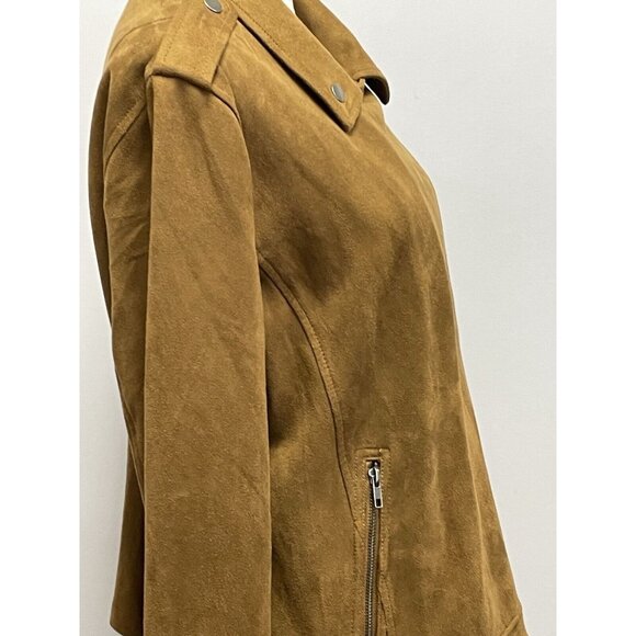 Style & Co Women's  Brown Faux Suede Moto Jacket Size Large - Picture 11 of 16